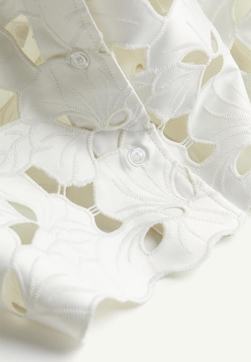 H&M - Broderie anglaise satin shirt - white