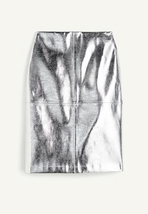 H&M - Coated skirt - silver-coloured 