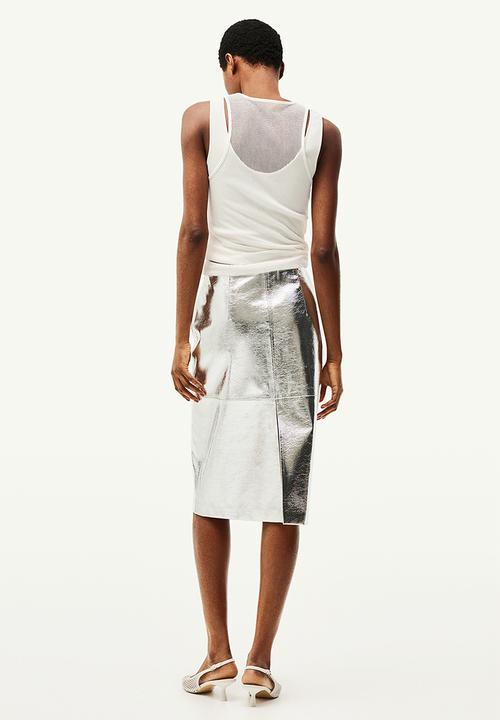 H&M - Coated skirt - silver-coloured 