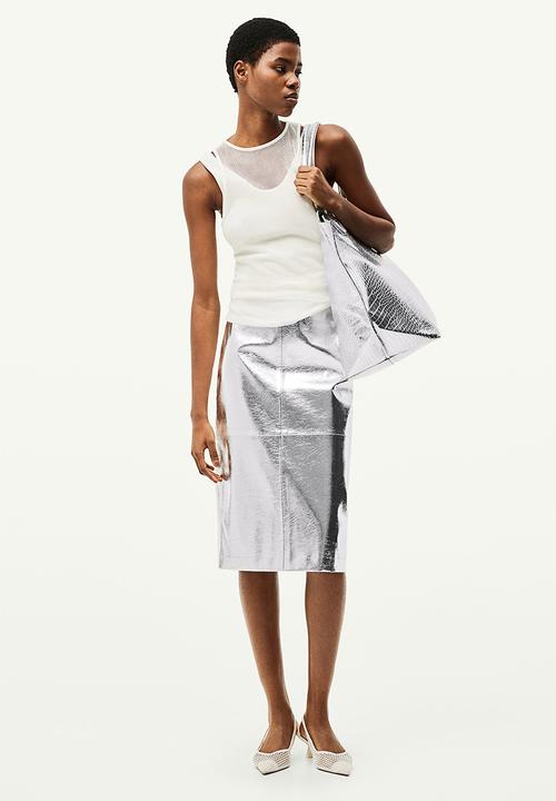 H&M - Coated skirt - silver-coloured 