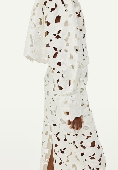 H&M - Broderie anglaise satin skirt - white