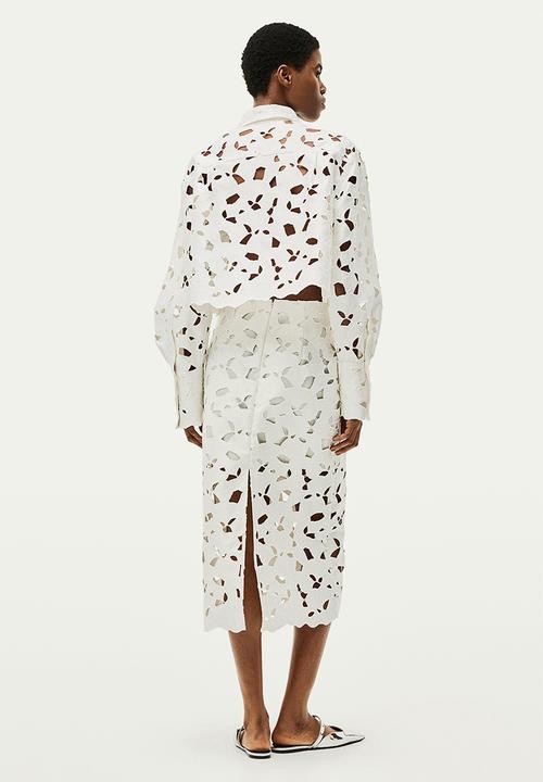 H&M - Broderie anglaise satin skirt - white