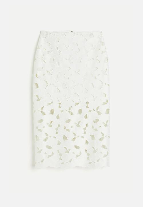 H&M - Broderie anglaise satin skirt - white