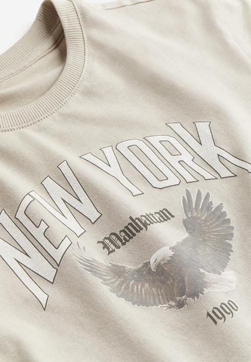 H&M - Printed t-shirt - light greige new york