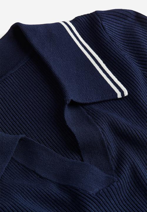 H&M - Rib-knit collared top - dark blue