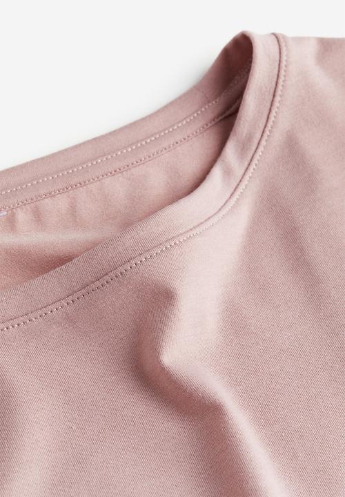 H&M - Sheer boat-neck top - dusty pink marl 