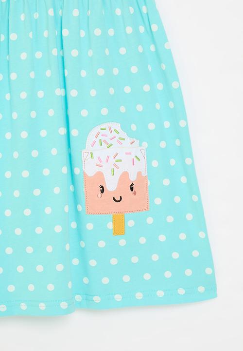 Pop Candy - Polka dot dress - light blue & white