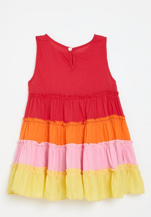Pop Candy - Colour block tiered dress - multi