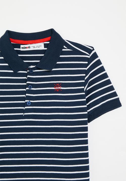 MINOTI - Y/dyed pique polo - navy