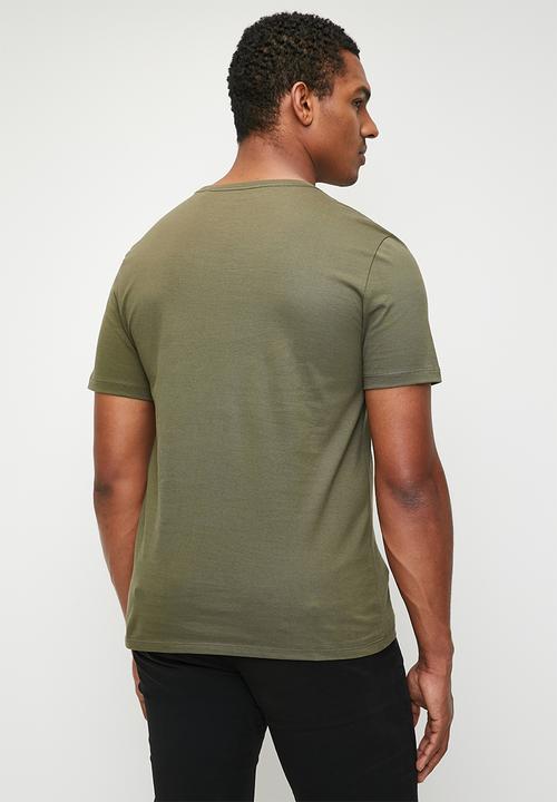 Pringle of Scotland - Hugo all over argyle short sleeve crew neck tee  - fatigue