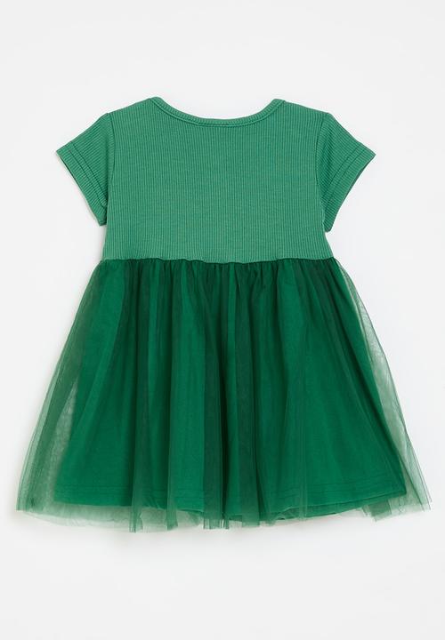 Pop Candy - Button down mesh dress-green