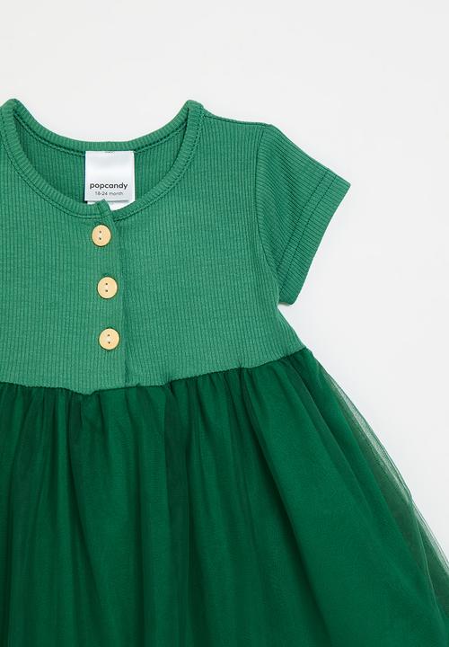 Pop Candy - Button down mesh dress-green
