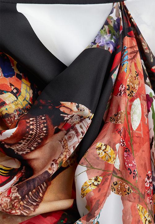 H&M - Anamika Khanna X H&M: Silk-blend floral-motif draped skirt - white