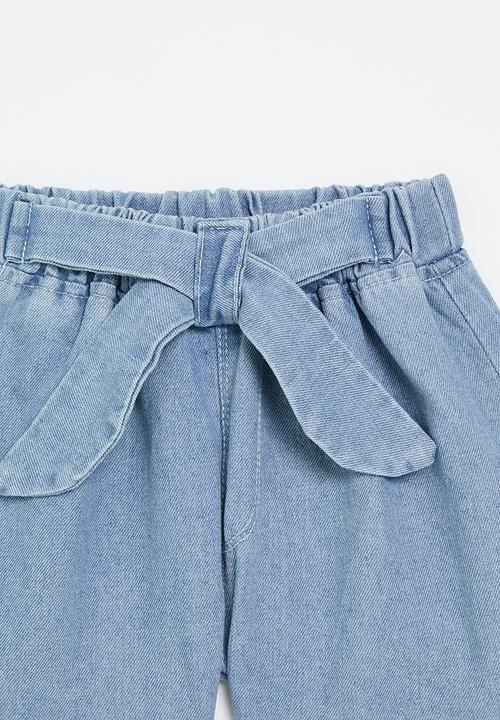 Pop Candy - Bowknot denim shorts-light blue