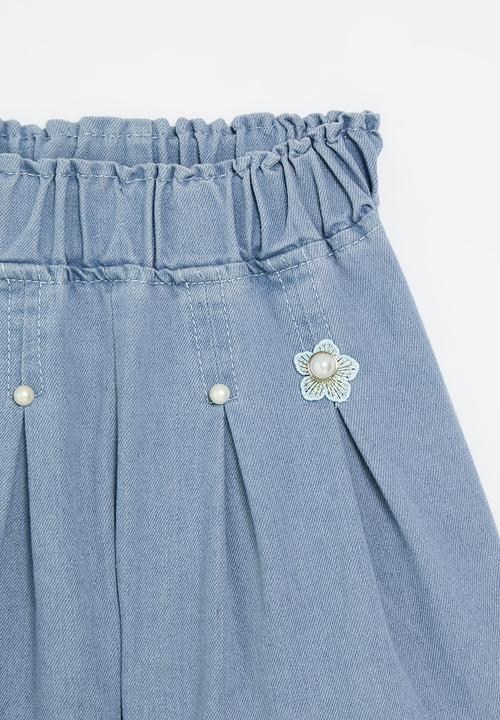 Pop Candy - Pleated shorts-light blue