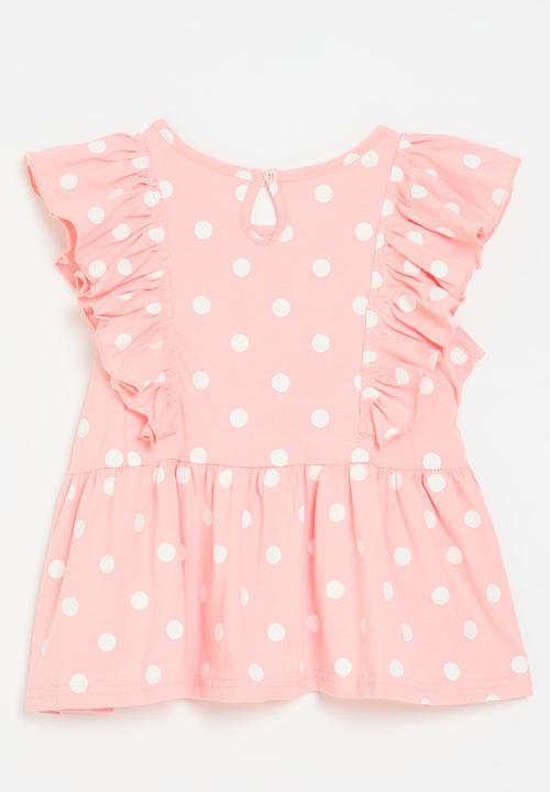 Pop Candy - Polka dot frilled top - pink
