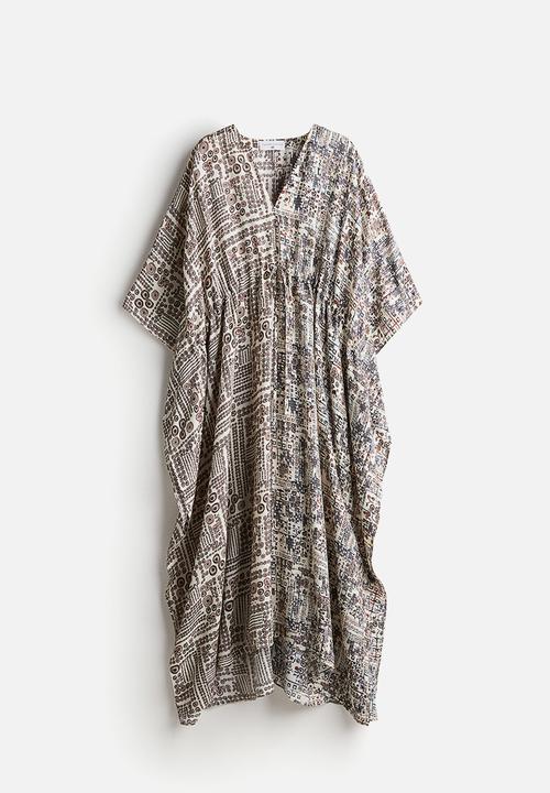 H&M - Anamika Khanna X H&M: Silk-blend graphic-print kaftan dress - white