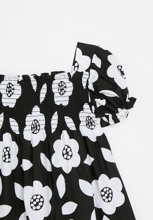 Pop Candy - Floral print dress - black & white