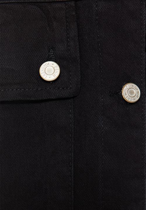 Trendyol - Shirt collar pocket detailed denim vest jacket - black