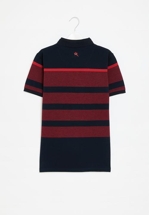 SOVIET - Boys y/dye stripe golfer - navy & red