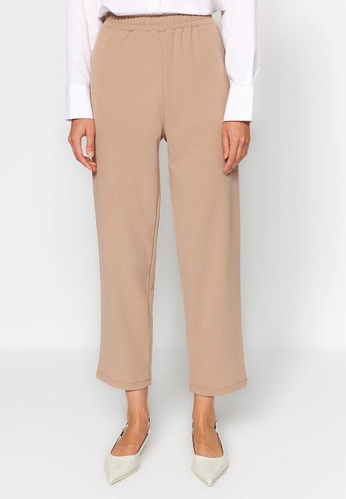 Trendyol - Buttoned vest-pants knitted top and bottom set - mink gold