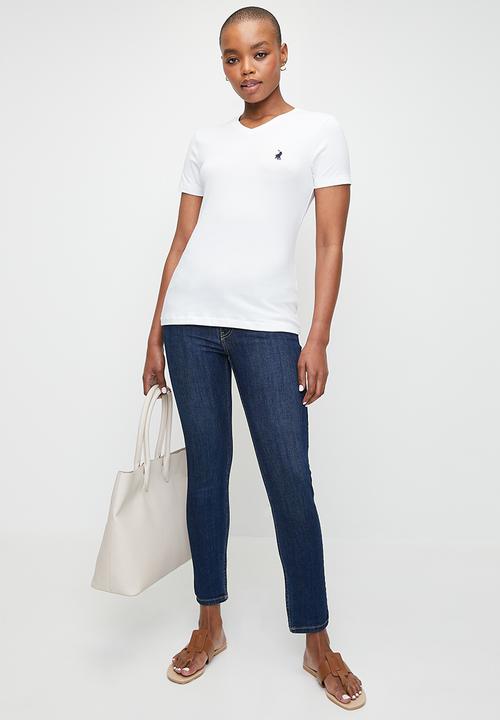 POLO - Wmn Kelly V-Neck T-Shirt - White