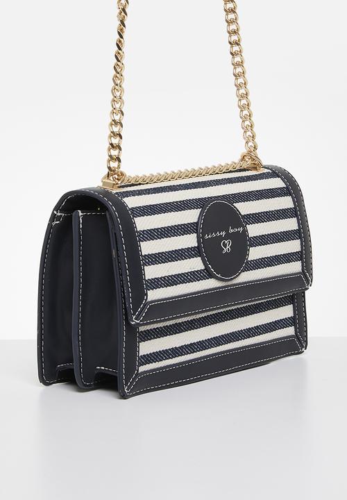 SISSY BOY - Striped Bag - Blue & Off White