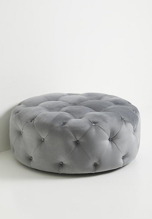 Sixth Floor - Molesy ottoman - grey velvet