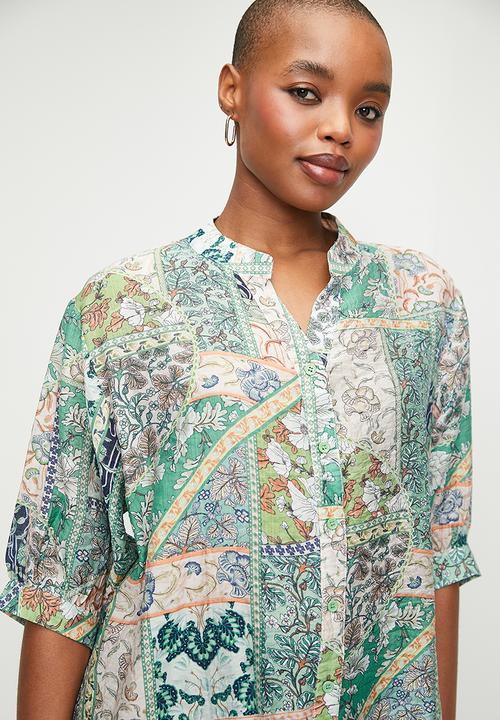 Stella Morgan - Ditsy Printed 3/4 Sleeve Shirt - Multi Green