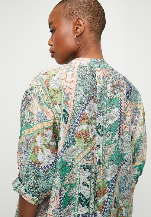 Stella Morgan - Ditsy Printed 3/4 Sleeve Shirt - Multi Green