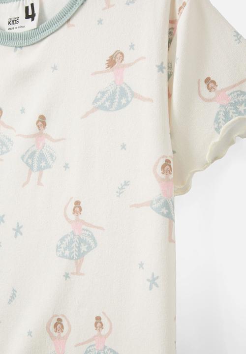 Cotton On - Dani short sleeve pyjama set - dark vanilla/ballet dancers