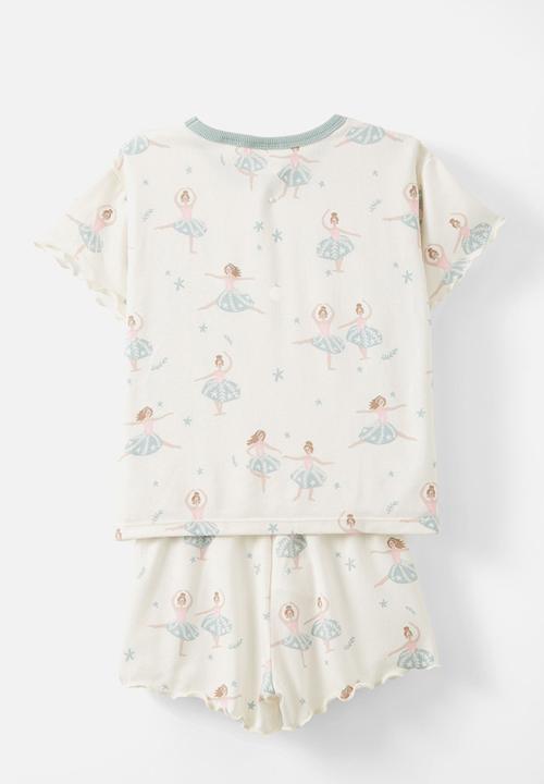 Cotton On - Dani short sleeve pyjama set - dark vanilla/ballet dancers