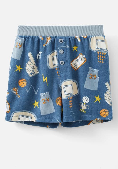 Cotton On - Damon short sleeve pyjama set - petty blue/ basketball elements