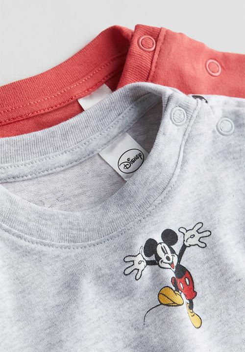 H&M - 2-pack cotton t-shirts - red mickey