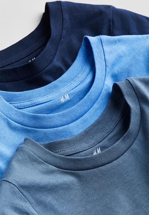 H&M - 3-Pack t-shirts - light blue & navy blue