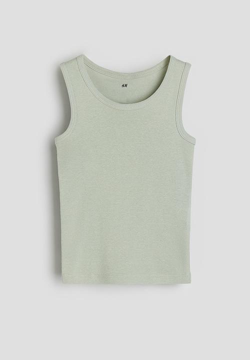 H&M - 3 pack vest tops - green,white