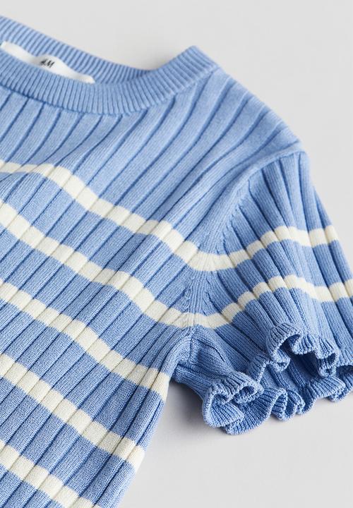 H&M - Rib-knit top - blue & striped