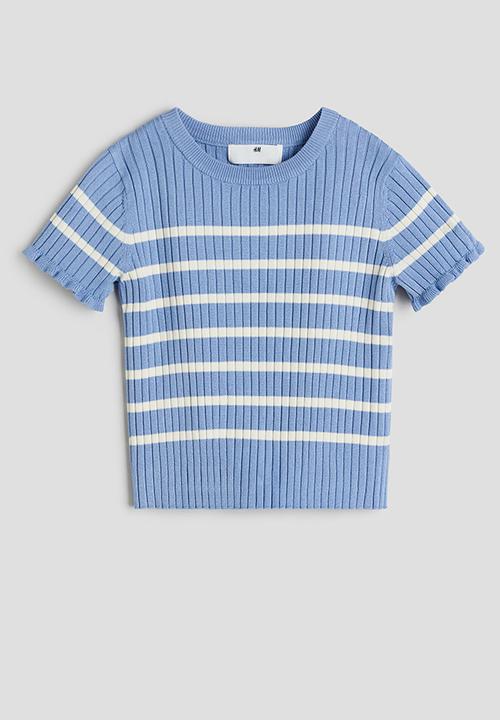 H&M - Rib-knit top - blue & striped