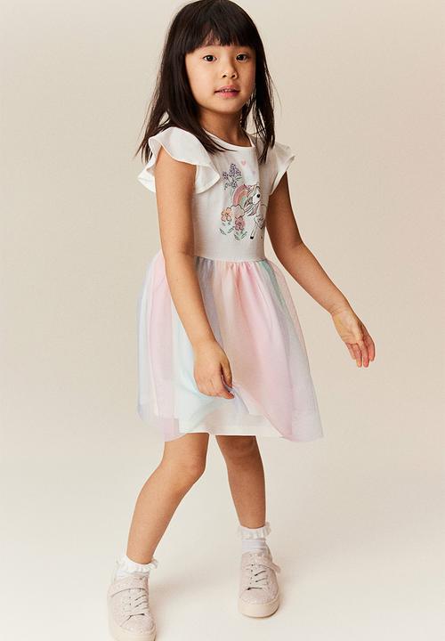 H&M - Tulle-skirt jersey dress - white