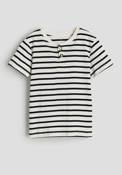 H&M - 2-Pack henley t-shirts - natural white & striped