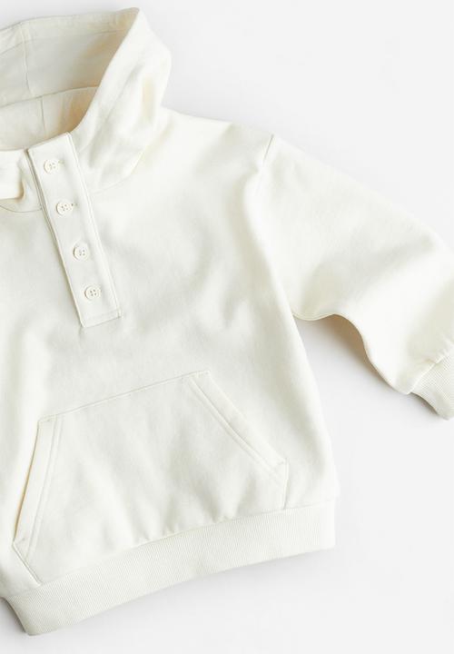 H&M - Button-top hoodie - natural white