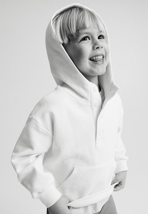 H&M - Button-top hoodie - natural white