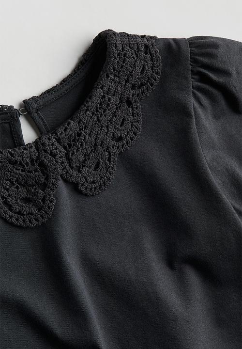 H&M - Collared jersey top - dark grey