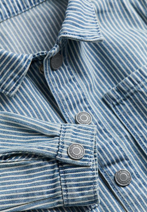 H&M - Cotton twill shacket - blue striped