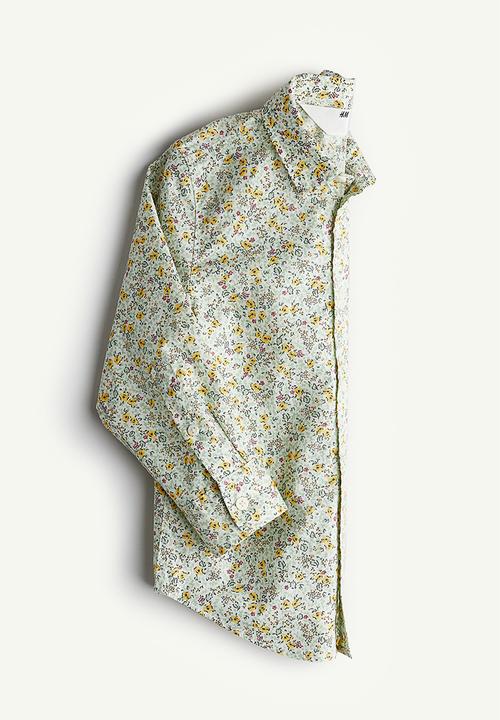 H&M - Floral-patterned poplin shirt - green,multi