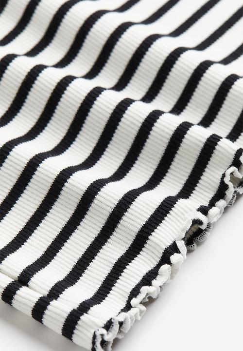 H&M - Ribbed jersey top - white & black striped
