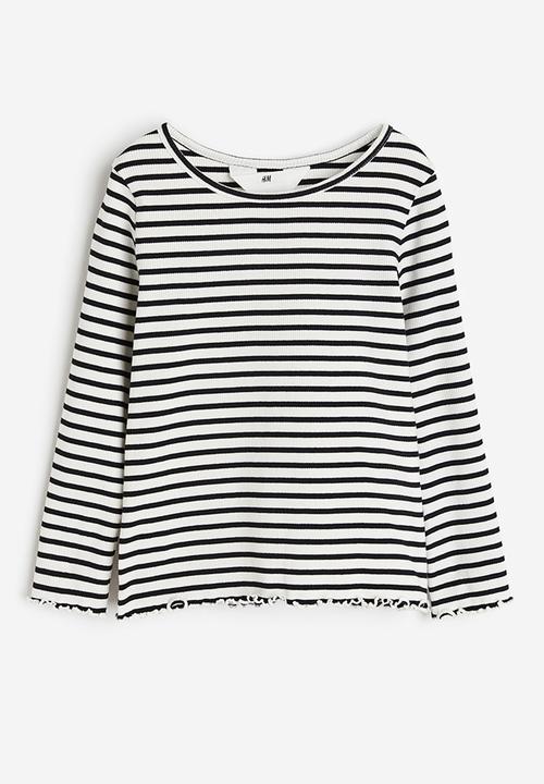 H&M - Ribbed jersey top - white & black striped