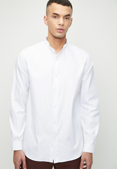 Superbalist - Manderin Collar Oxford Shirt - White