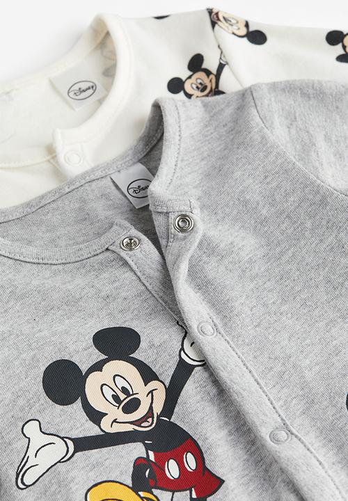 H&M - 2 pack printed pyjamas - light grey marl/mickey mouse
