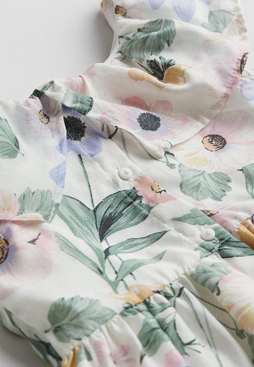 H&M - Patterned flounce-trimmed dress - white/floral 
